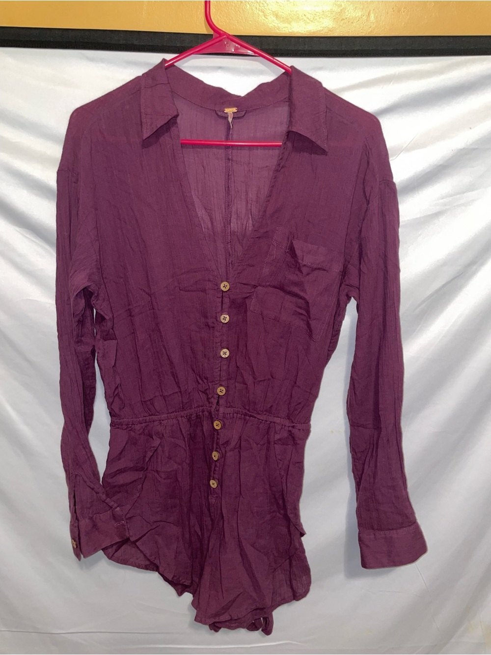 Free People Plum Button-Front Tunic - Picture 2 of 4